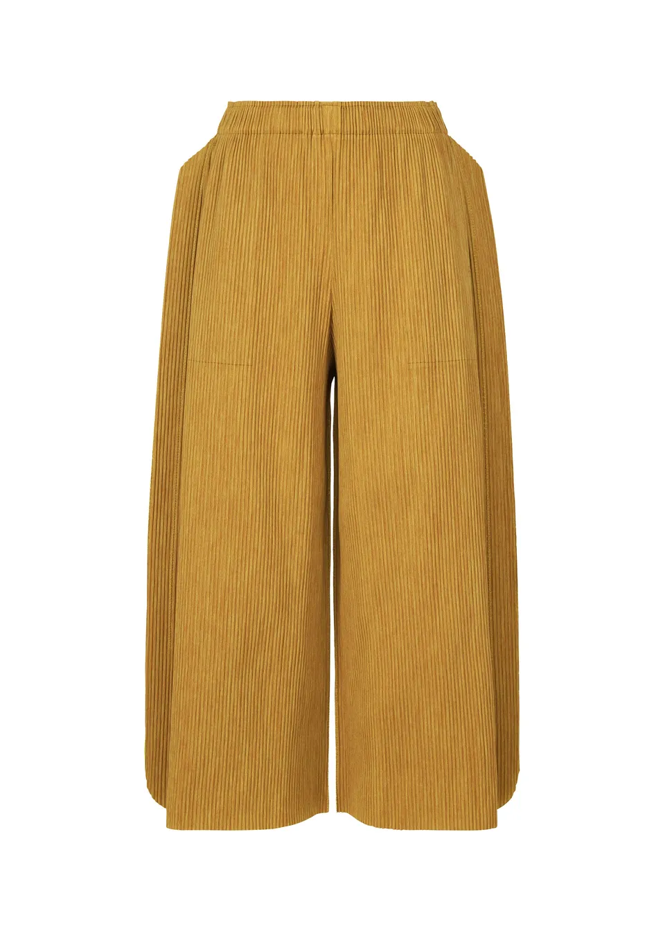 Issey Miyake Mix Fine Knit Pleats kalhoty žluté široké