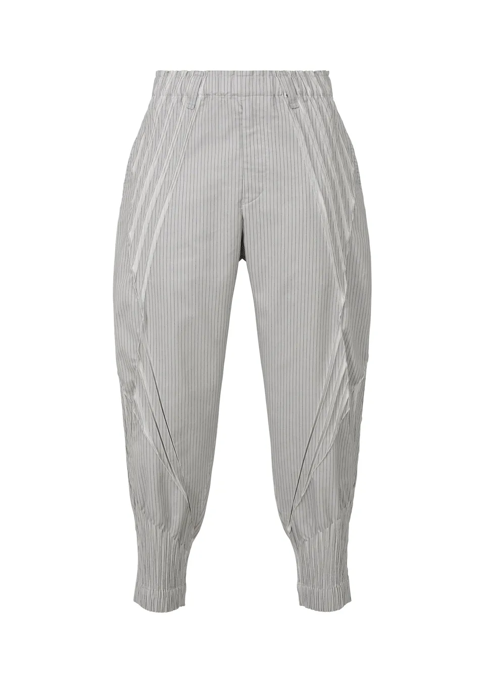 Issey Miyake Type-S 001-3 cropped kalhoty šedé pruhované