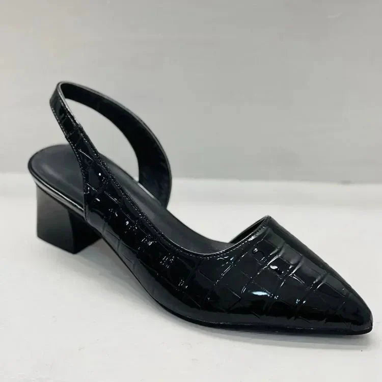 Norielle slingback lodičky černé na nízkém podpatku