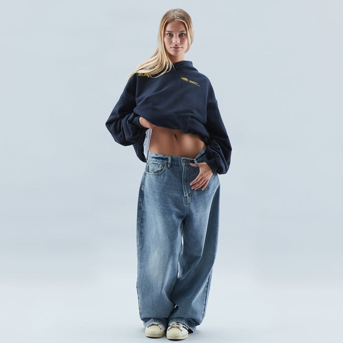 Norielle oversize mikina s kapucí černá bavlněná směs