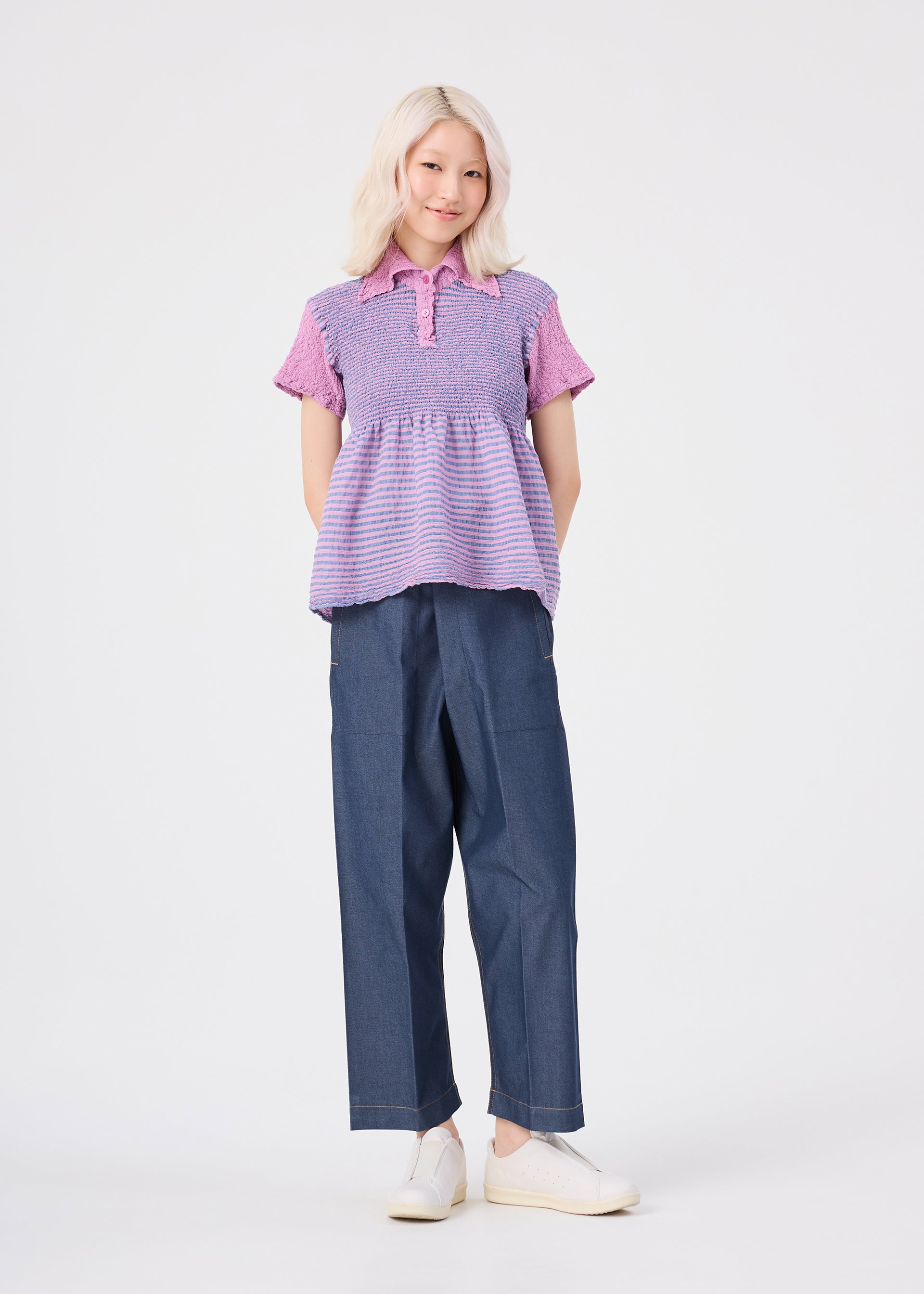Issey Miyake Stripe Cauliflower top černý