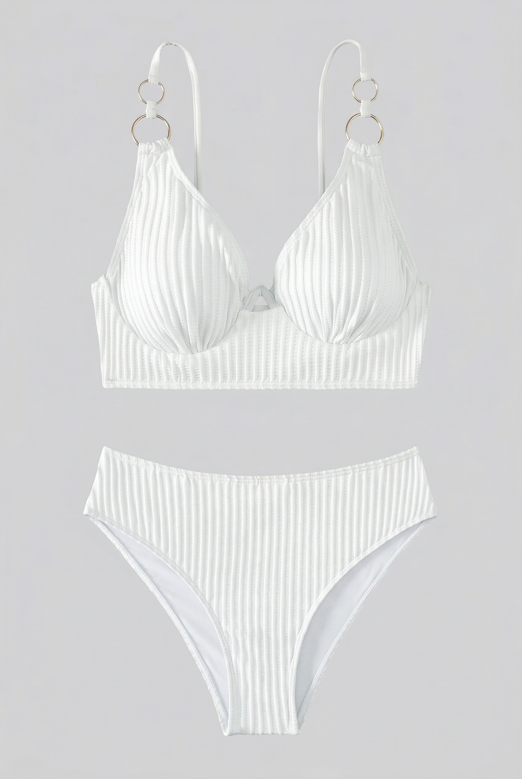 Norielle žebrované bikiny s výstřihem bílá