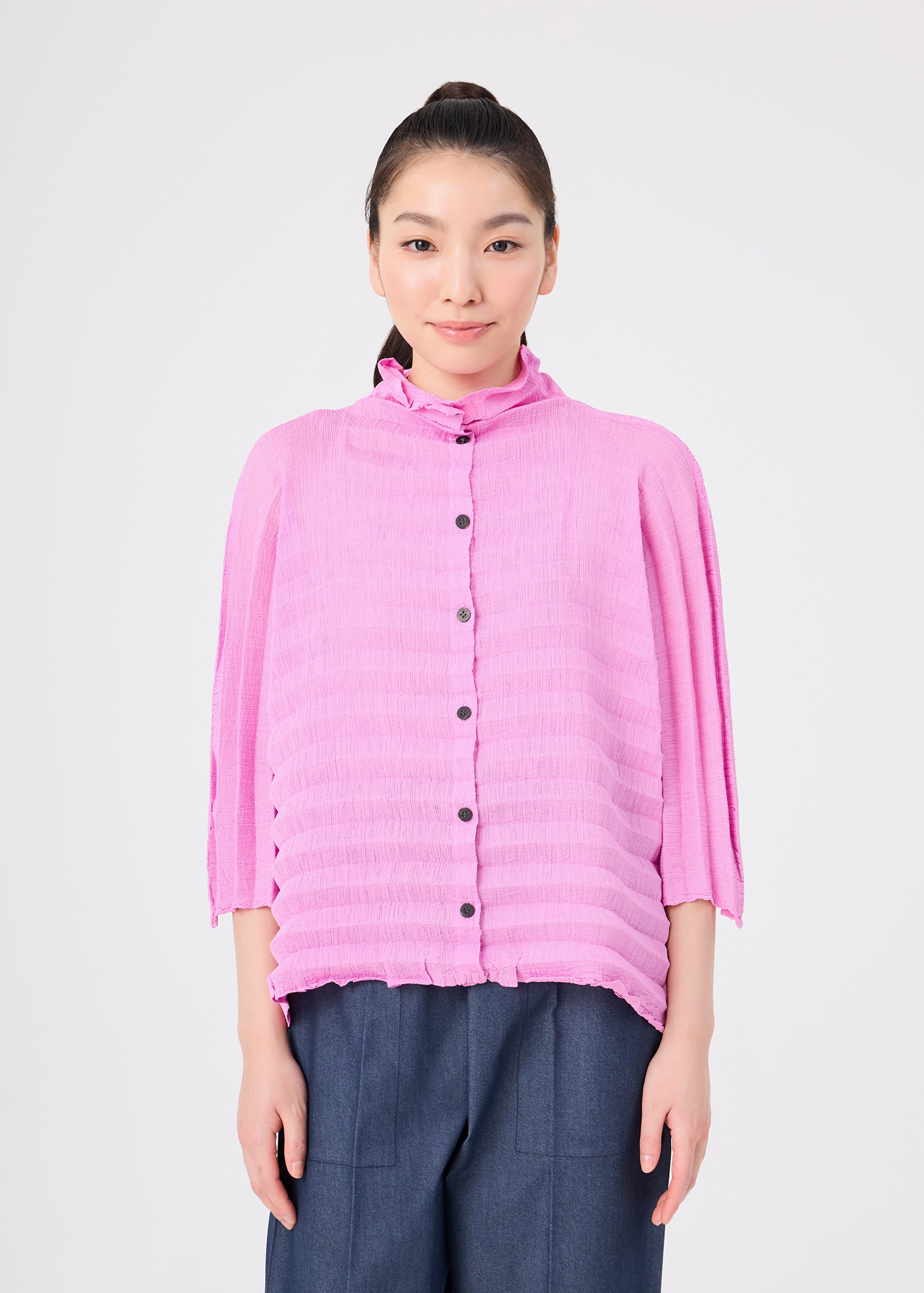 Issey Miyake Accordion See-Through Crepe kardigan gray