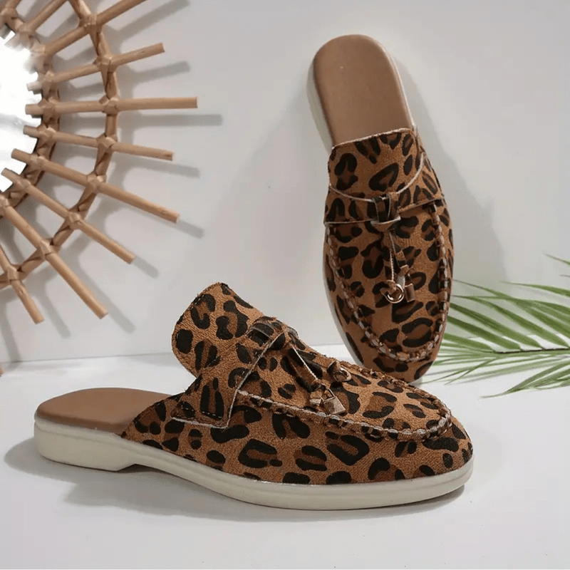 Norielle Mocassin leopardí mules hnědé nazouvací