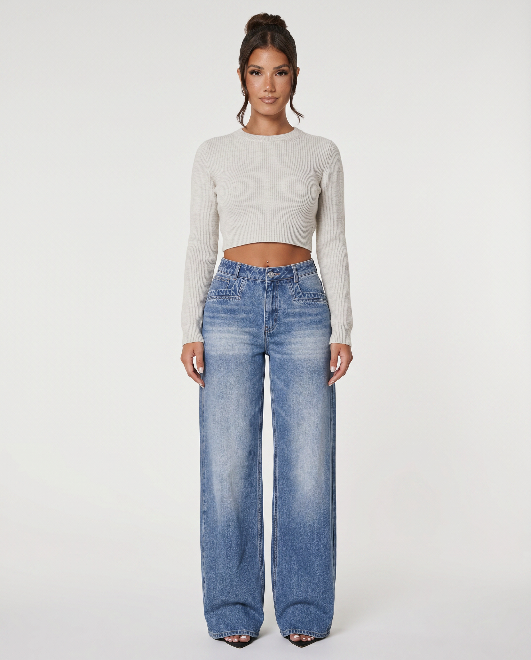 Norielle balloon džíny high-waist modré
