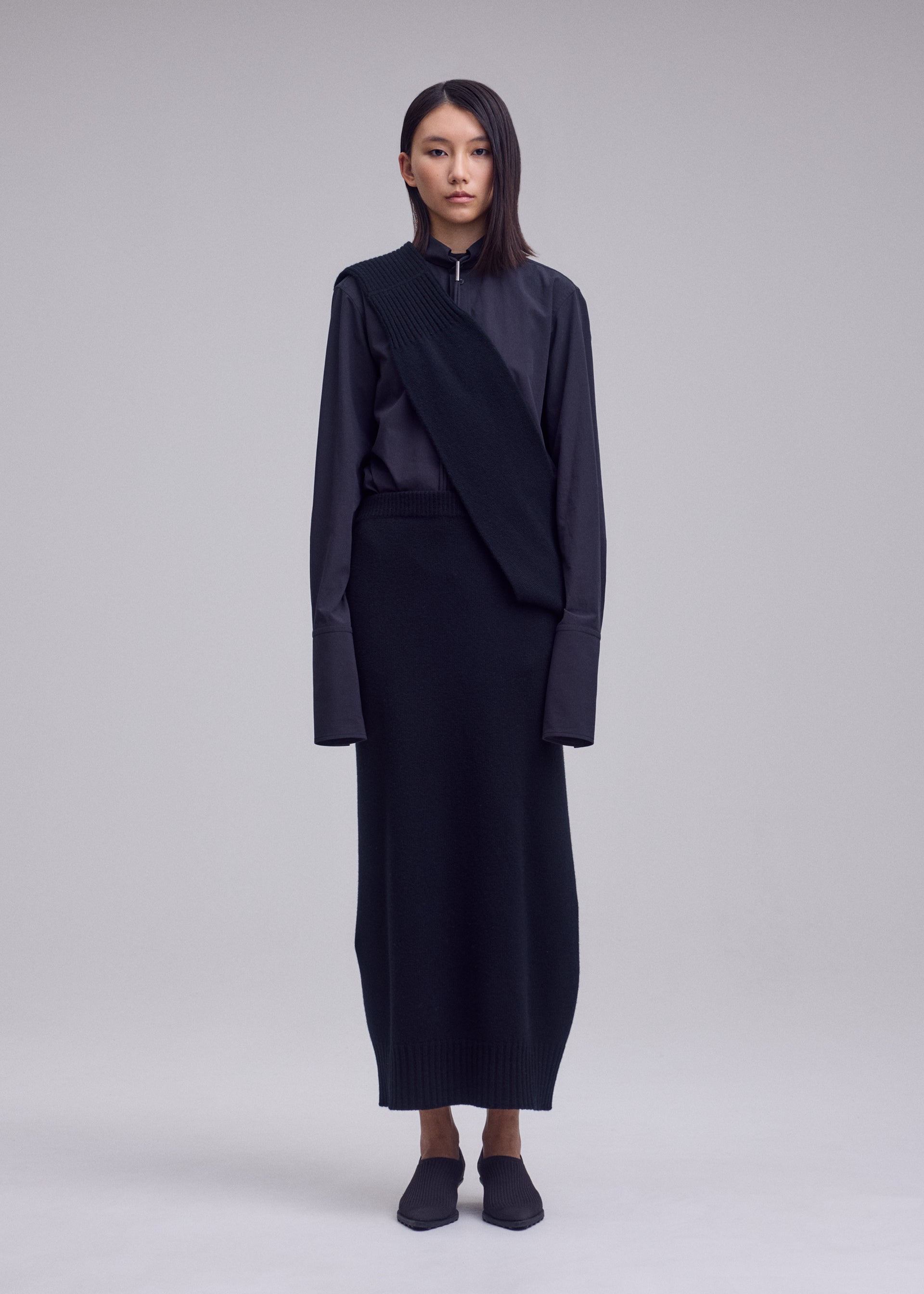 Issey Miyake O Knit sukně off-white vlněná