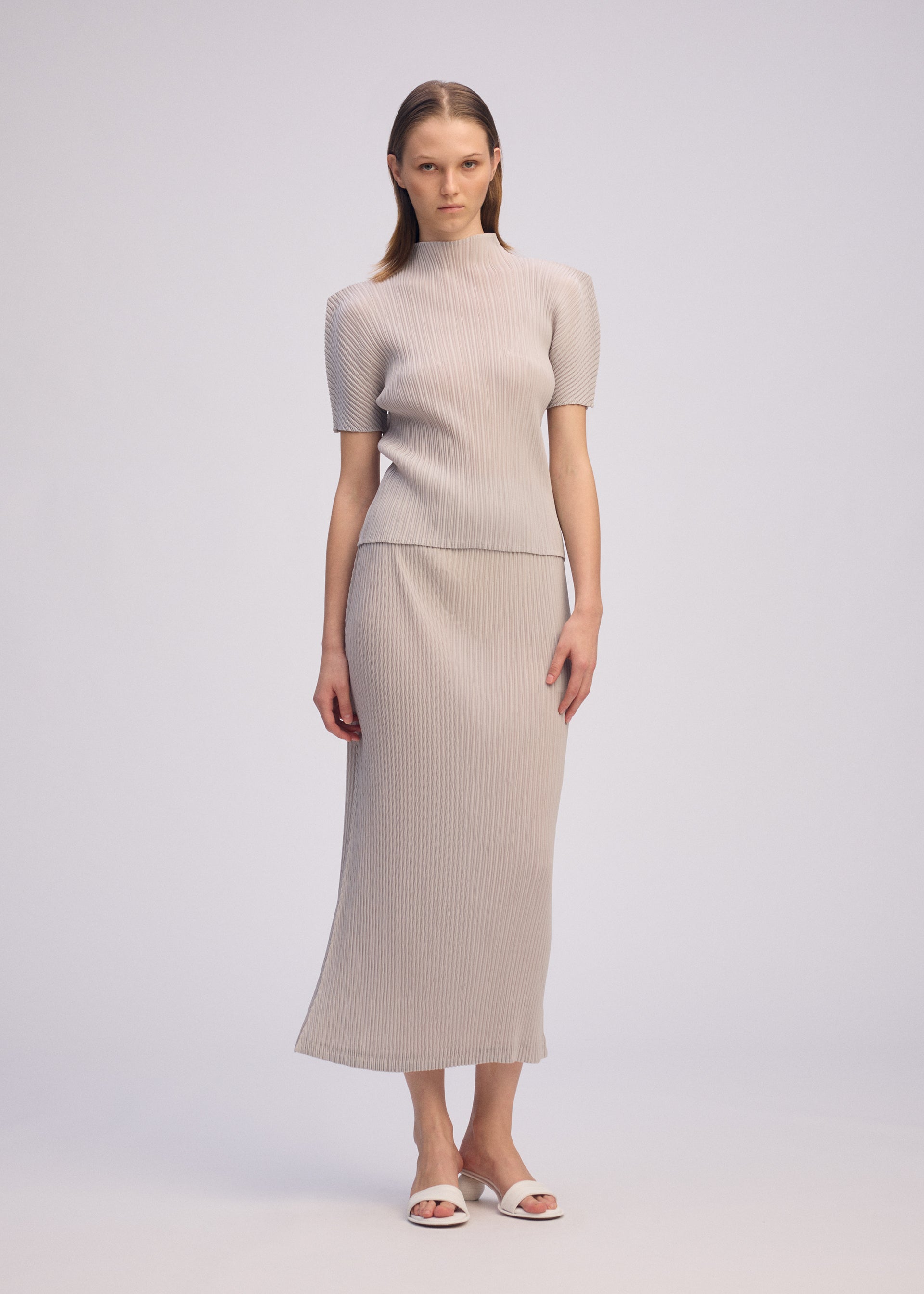 Issey Miyake Box Shoulder Pleats top šedá 2