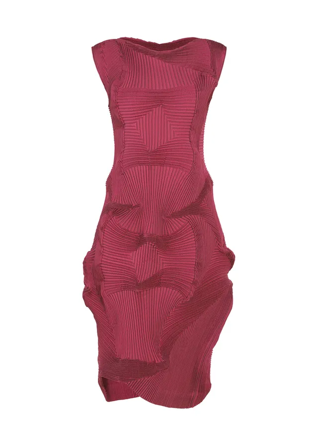 Issey Miyake Type-O 003-1 plisované šaty pink strečové