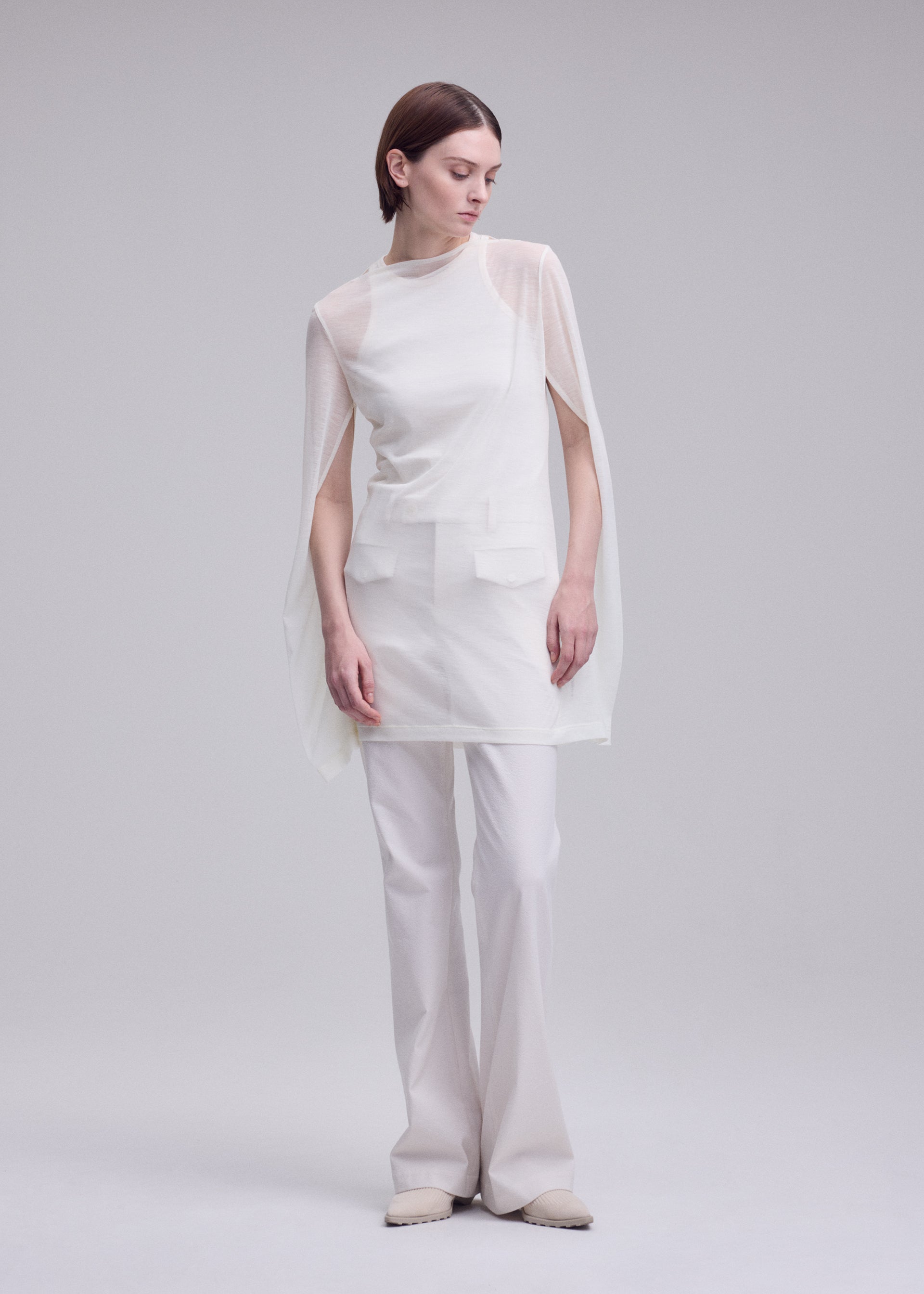 Issey Miyake Sheer Wool Jersey tunika černá vel. 2 vlněná