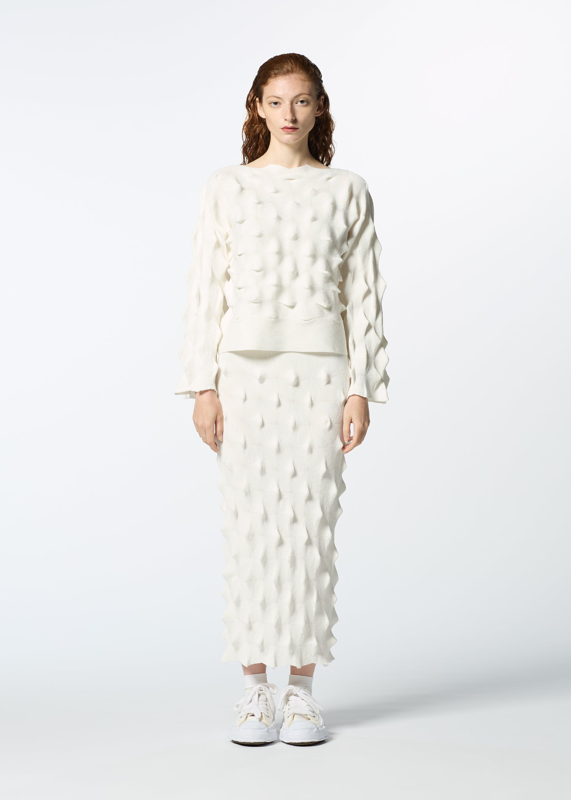 Issey Miyake HaaT Zig Zag Knit top černý bio bavlna