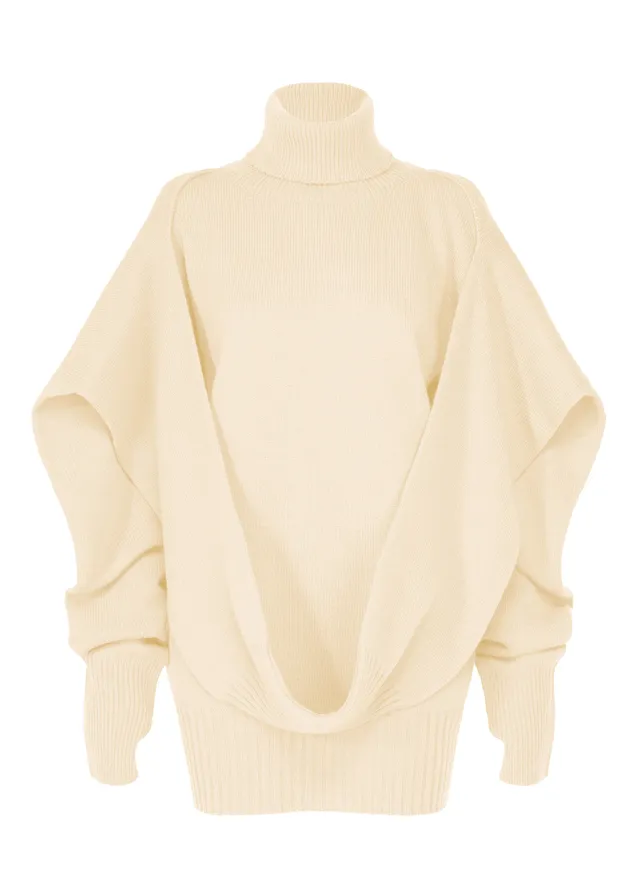 Issey Miyake O Knit rolák smetanový vlněný vel. 2