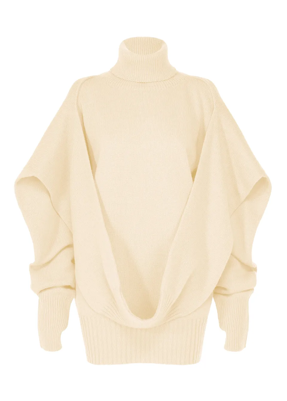 Issey Miyake O Knit rolák smetanový vlněný vel. 2
