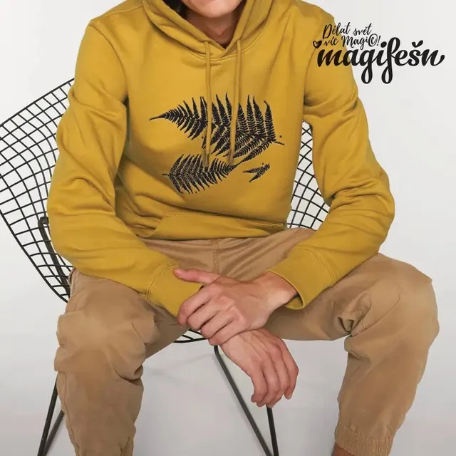 Magifešn CAPS mikina Kapradiny černá biobavlněná