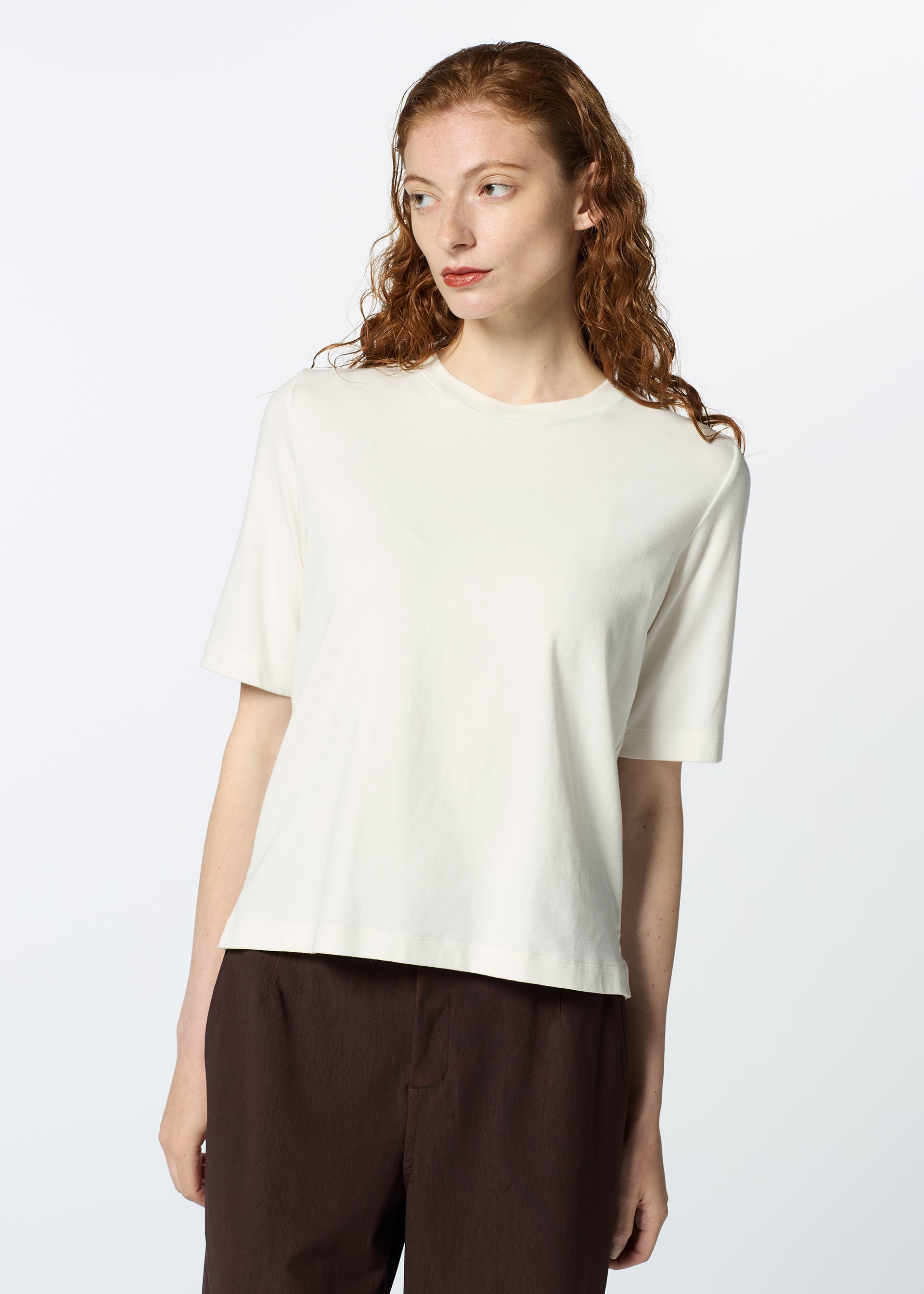 Issey Miyake HaaT CP Jersey Basic top bílý bavlna