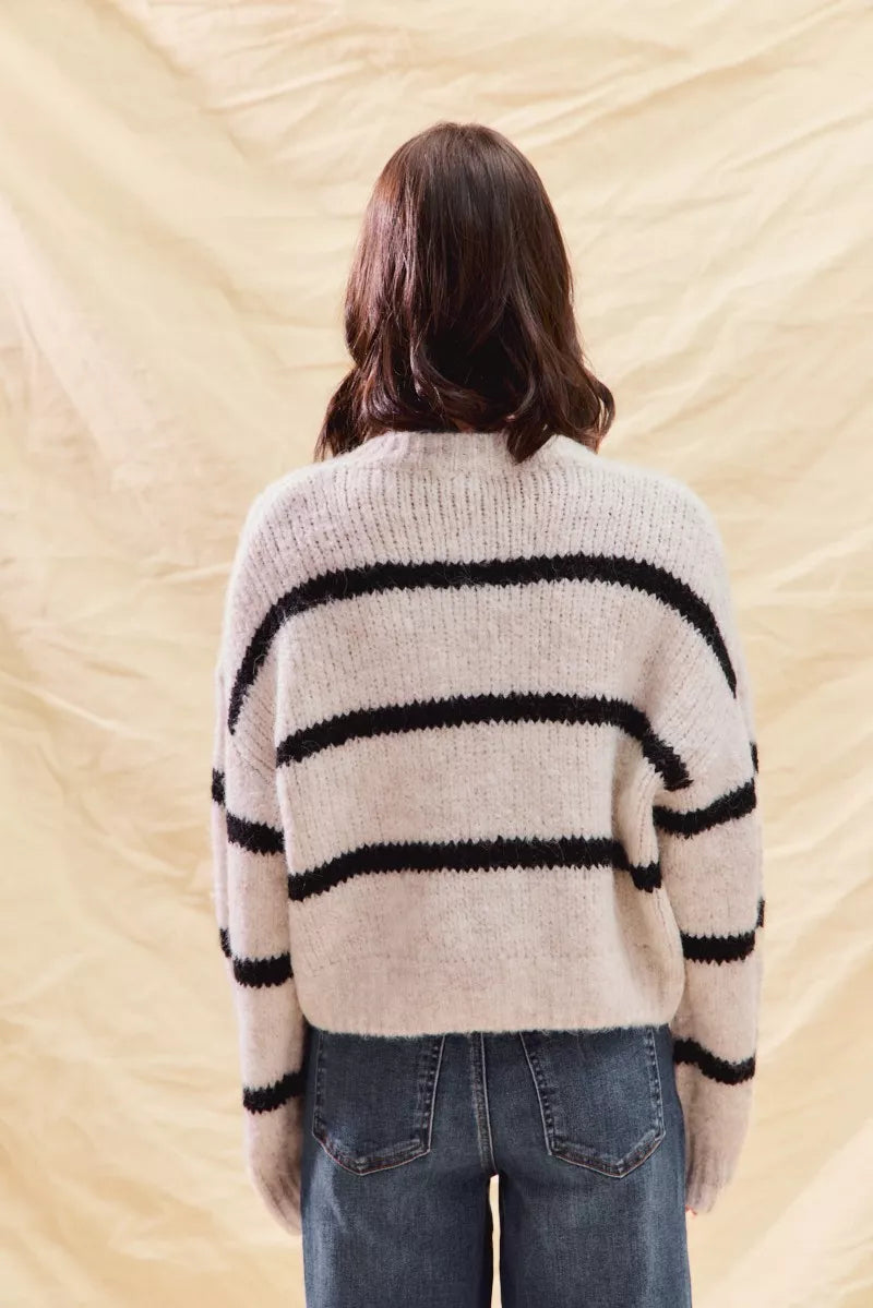 Norielle Rayé cardigan pruhovaný bílý S