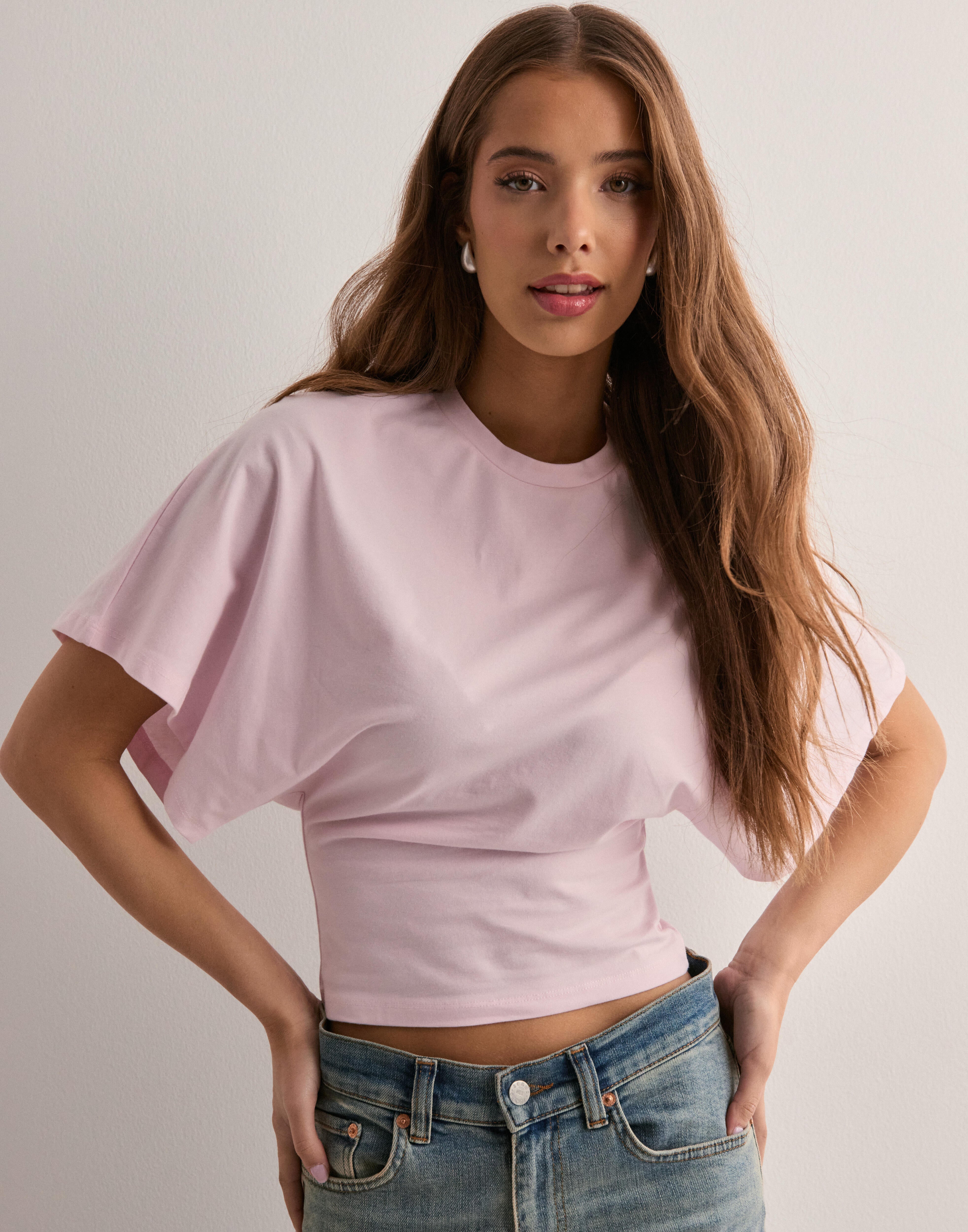 Norielle oversize tričko se širokými rukávy hnědé volný střih
