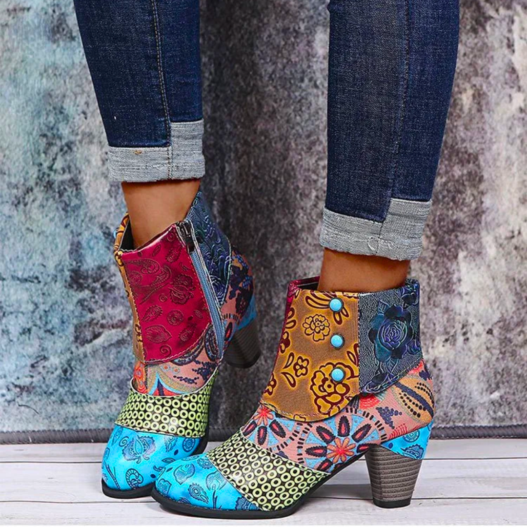 Norielle dámské patchwork kotníkové boty červené 38