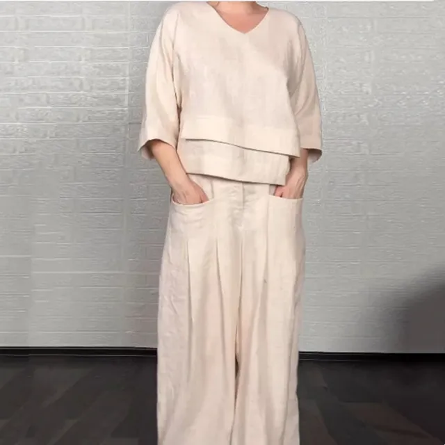 Norielle dámská lněná souprava oversize černá