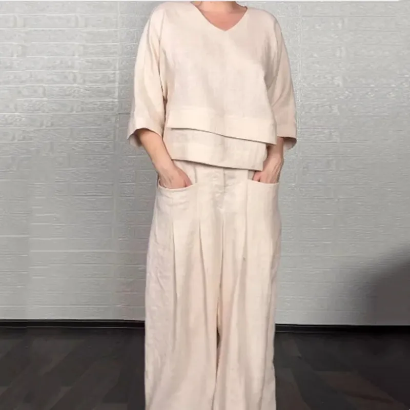 Norielle dámská lněná souprava oversize černá