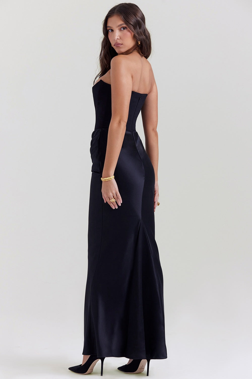 Norielle Elegance saténové bustier šaty černé