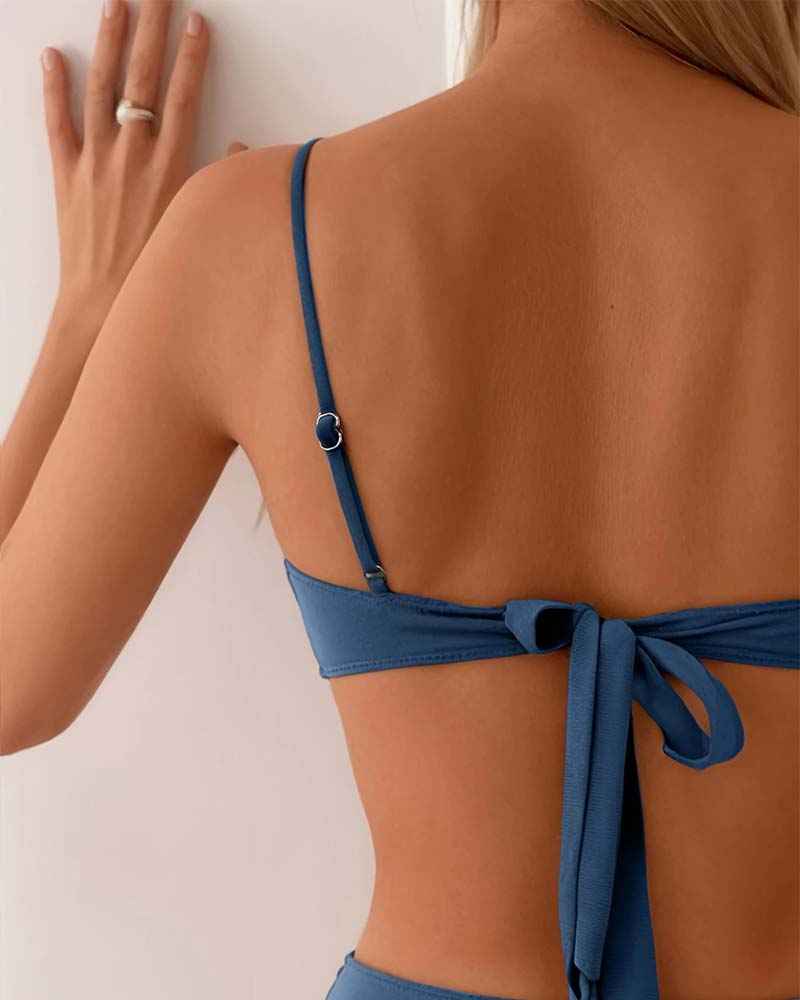 Norielle Bandeau bikiny tmavě modré s vysokým pasem