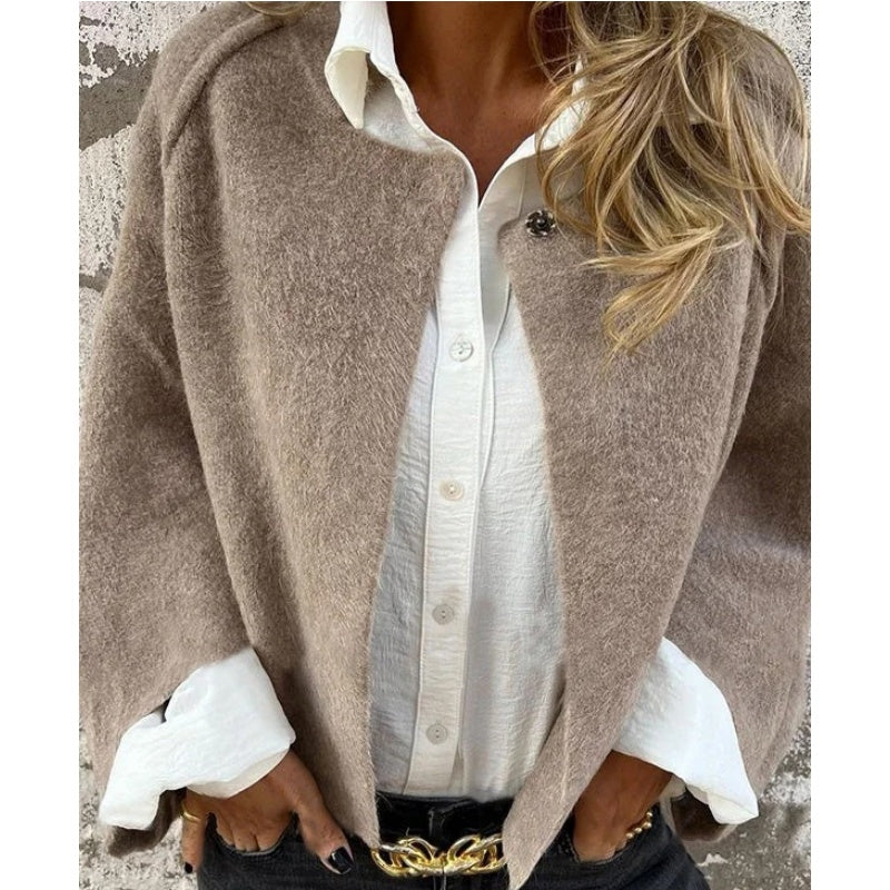 Norielle krátký pletený cardigan kaki na knoflíky