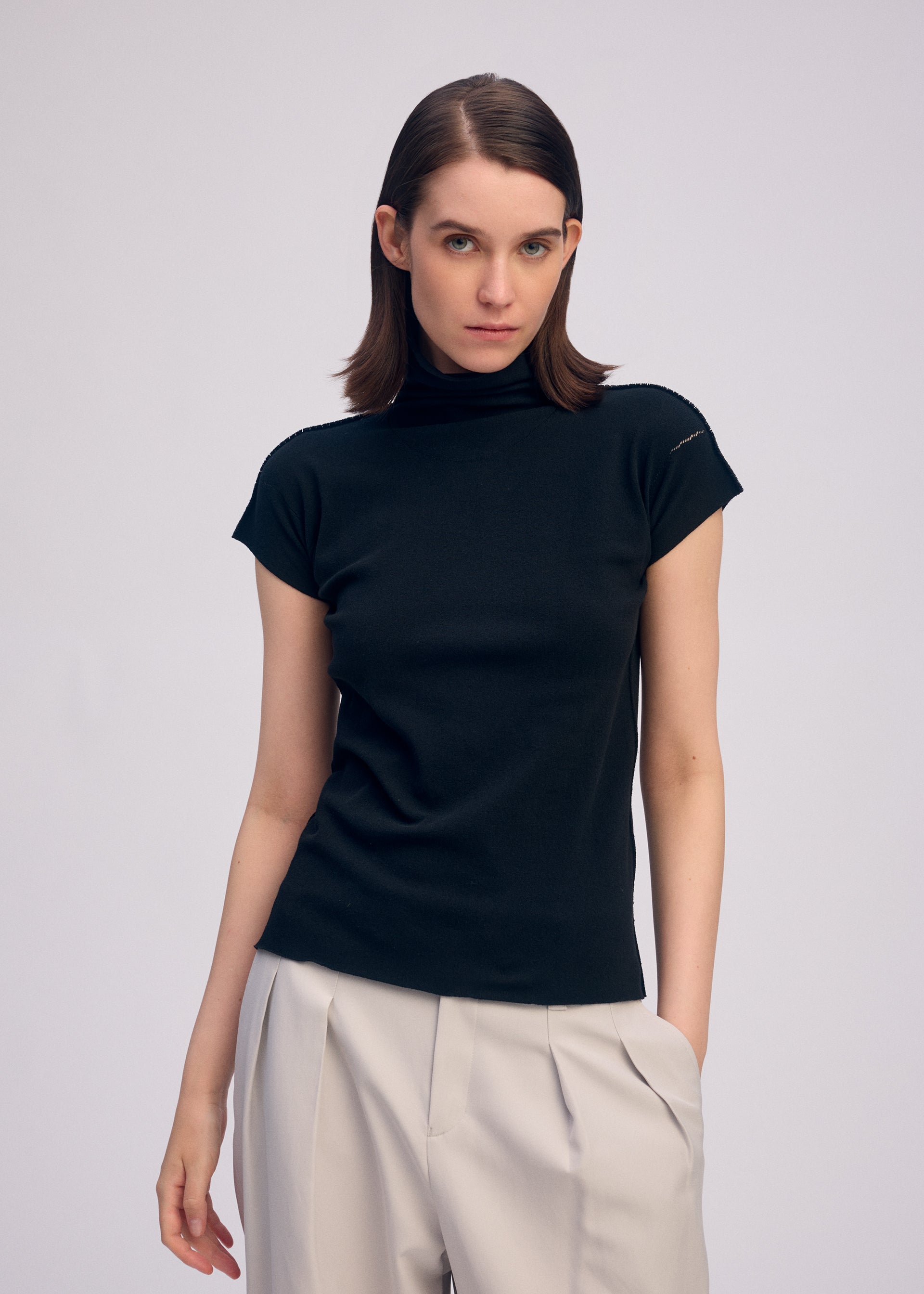 Issey Miyake Cotton Baguette BK-66 top černý vel. 2 bavlněný