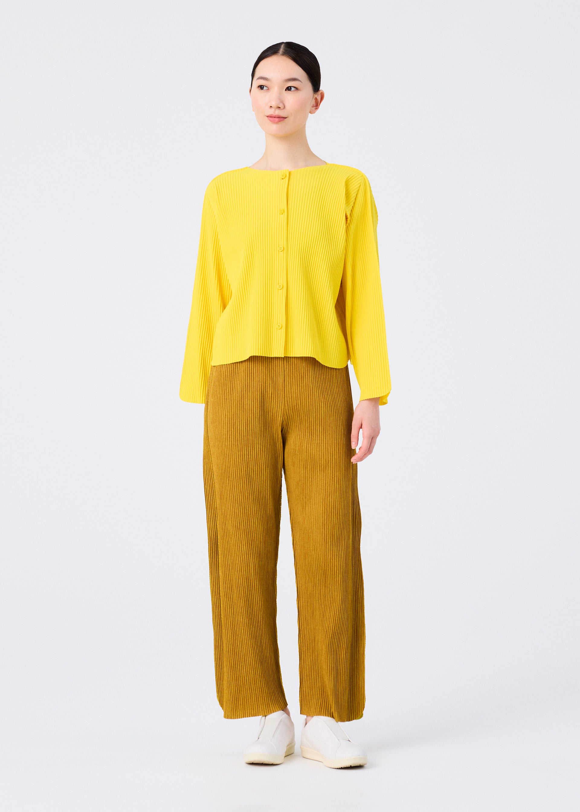 Issey Miyake Round Pleats kardigan žlutý
