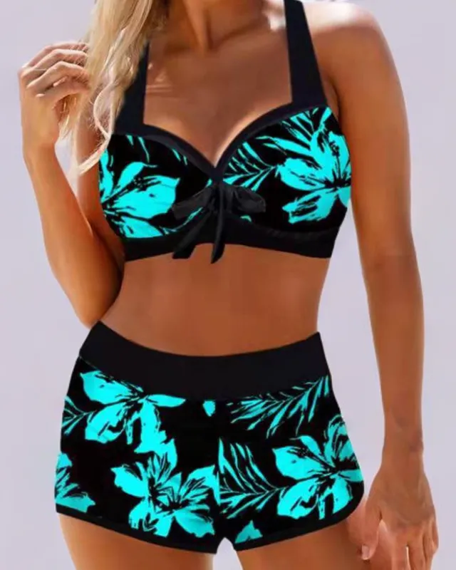 Norielle květované bikiny bandeau vysoký pas