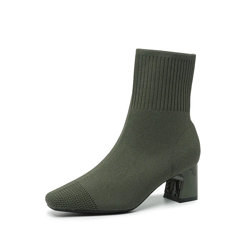 Norielle ponožkové kotníkové boty na podpatku béžové elegantní