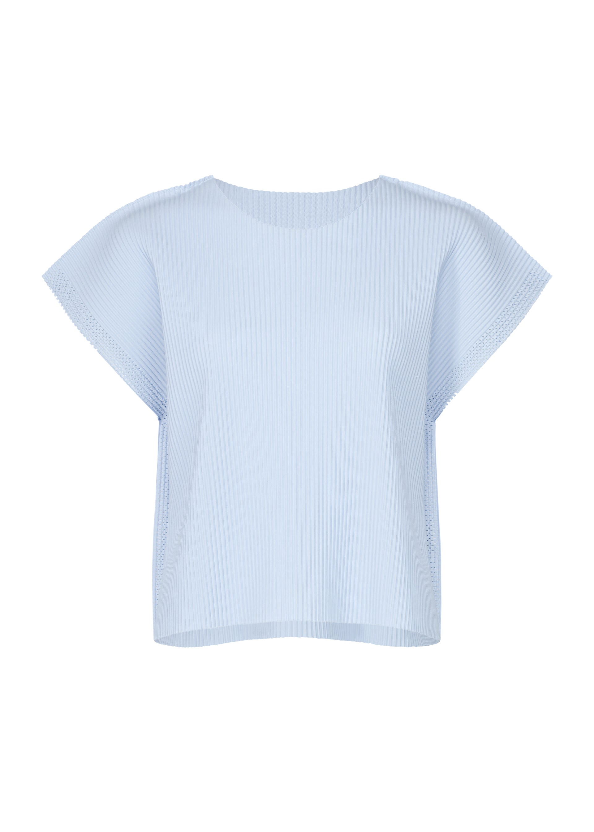Issey Miyake Mesh Pleats pletený top s krátkým rukávem černý