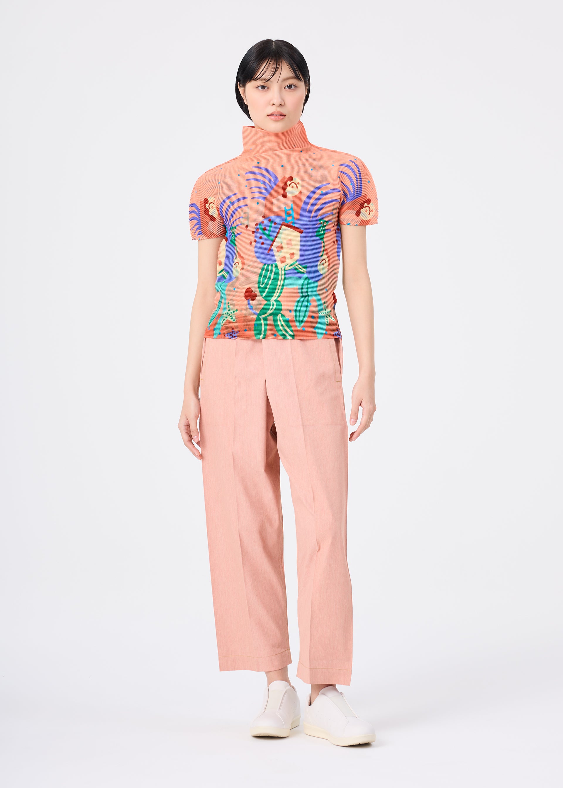 Issey Miyake Island stretch top Salmon Pink