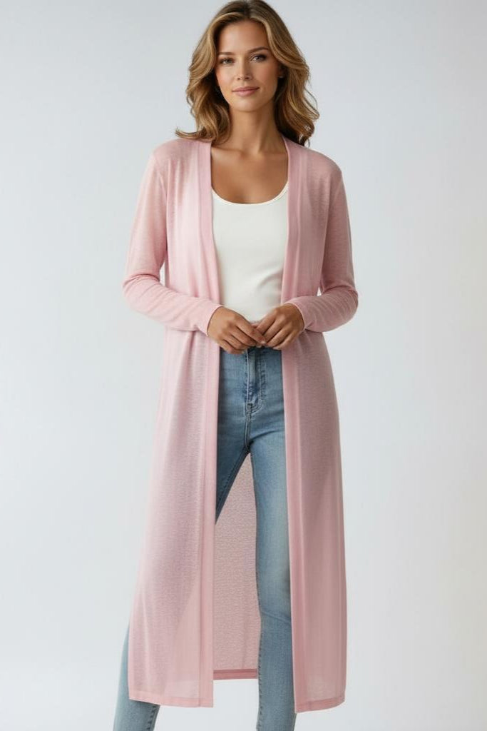 Norielle hnědý dámský dlouhý cardigan bez zapínání