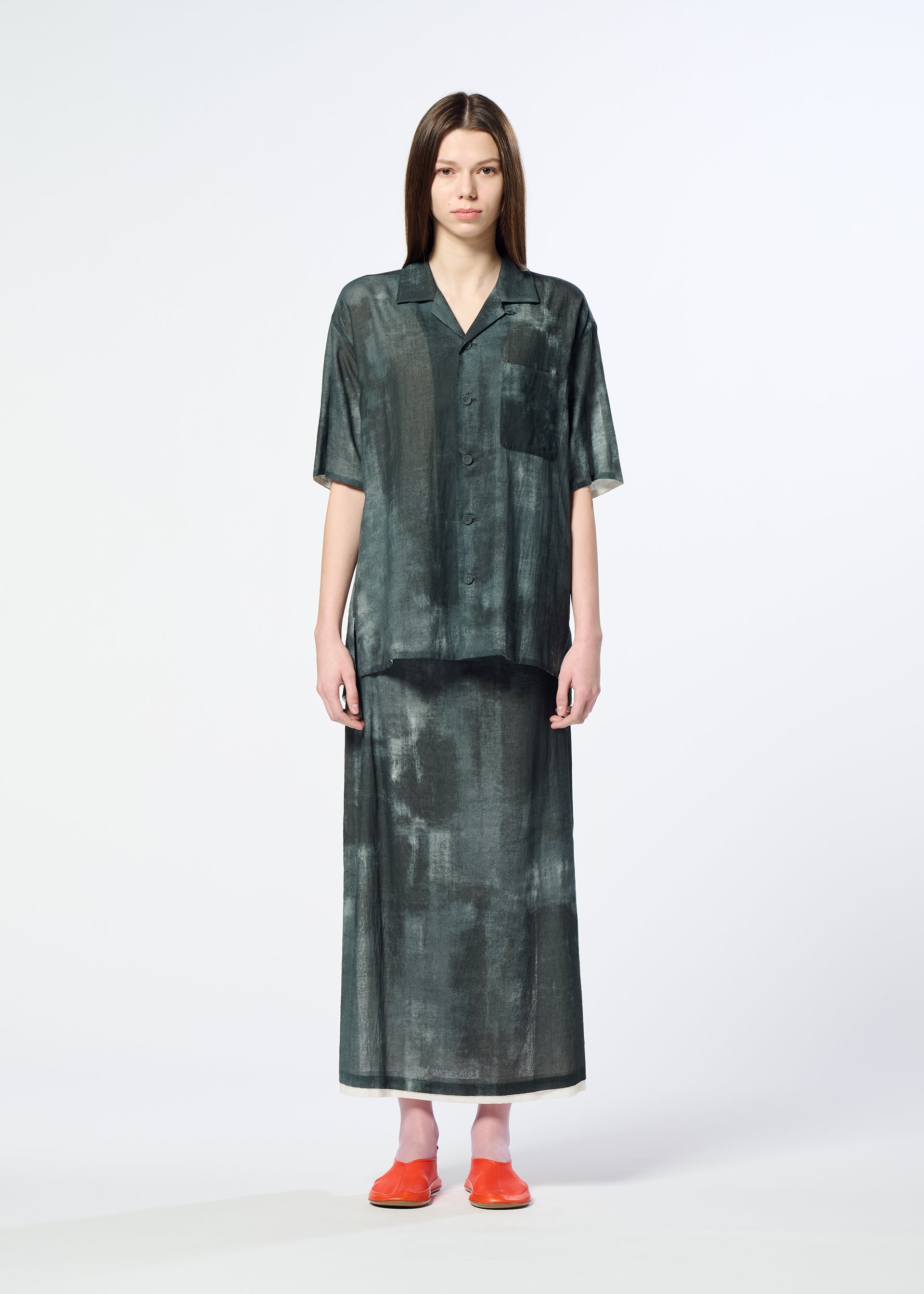 Issey Miyake HaaT Wall White Hem sukně šedá vzorovaná