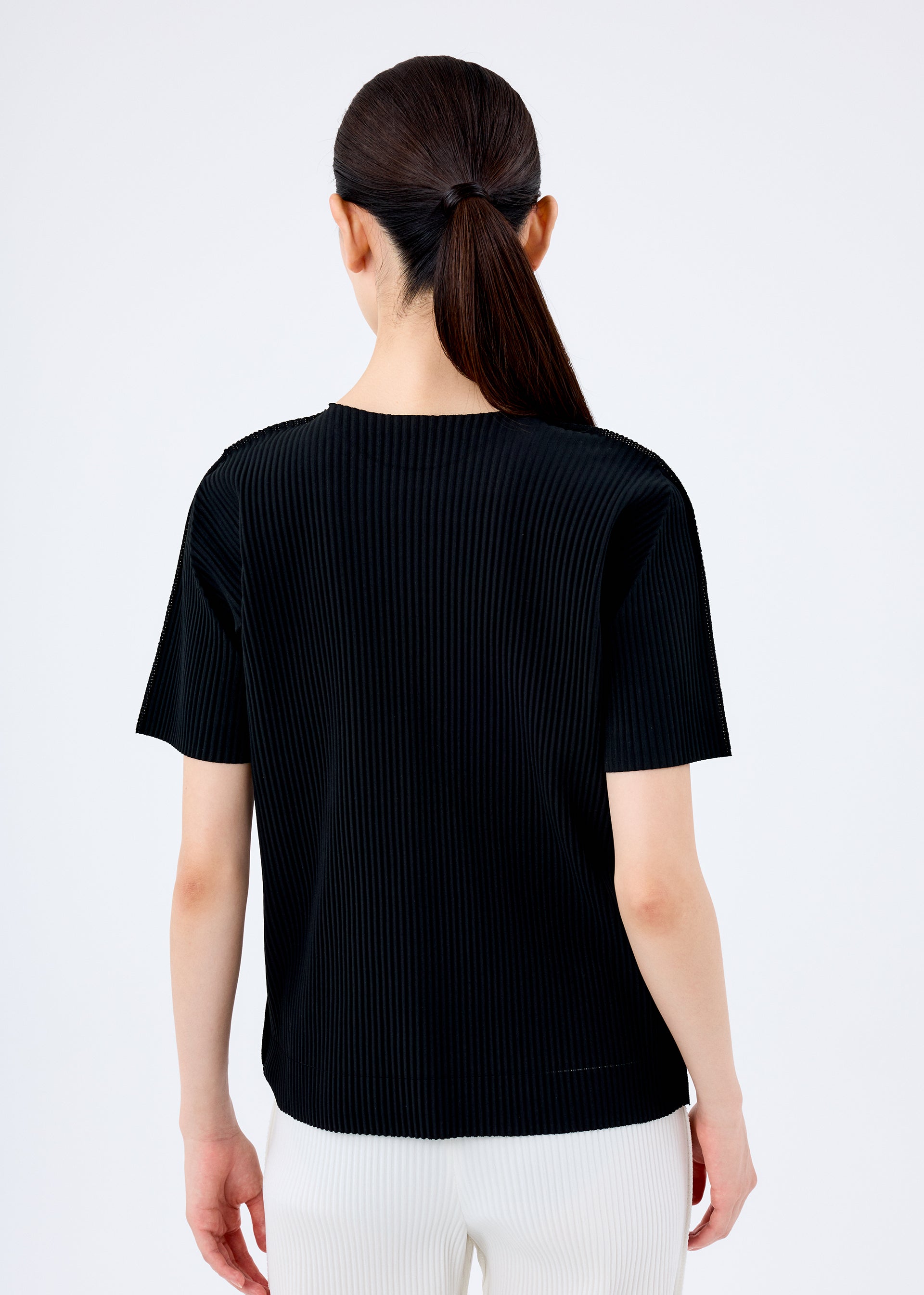 Issey Miyake FINE KNIT PLEATS tričko bílé plisované