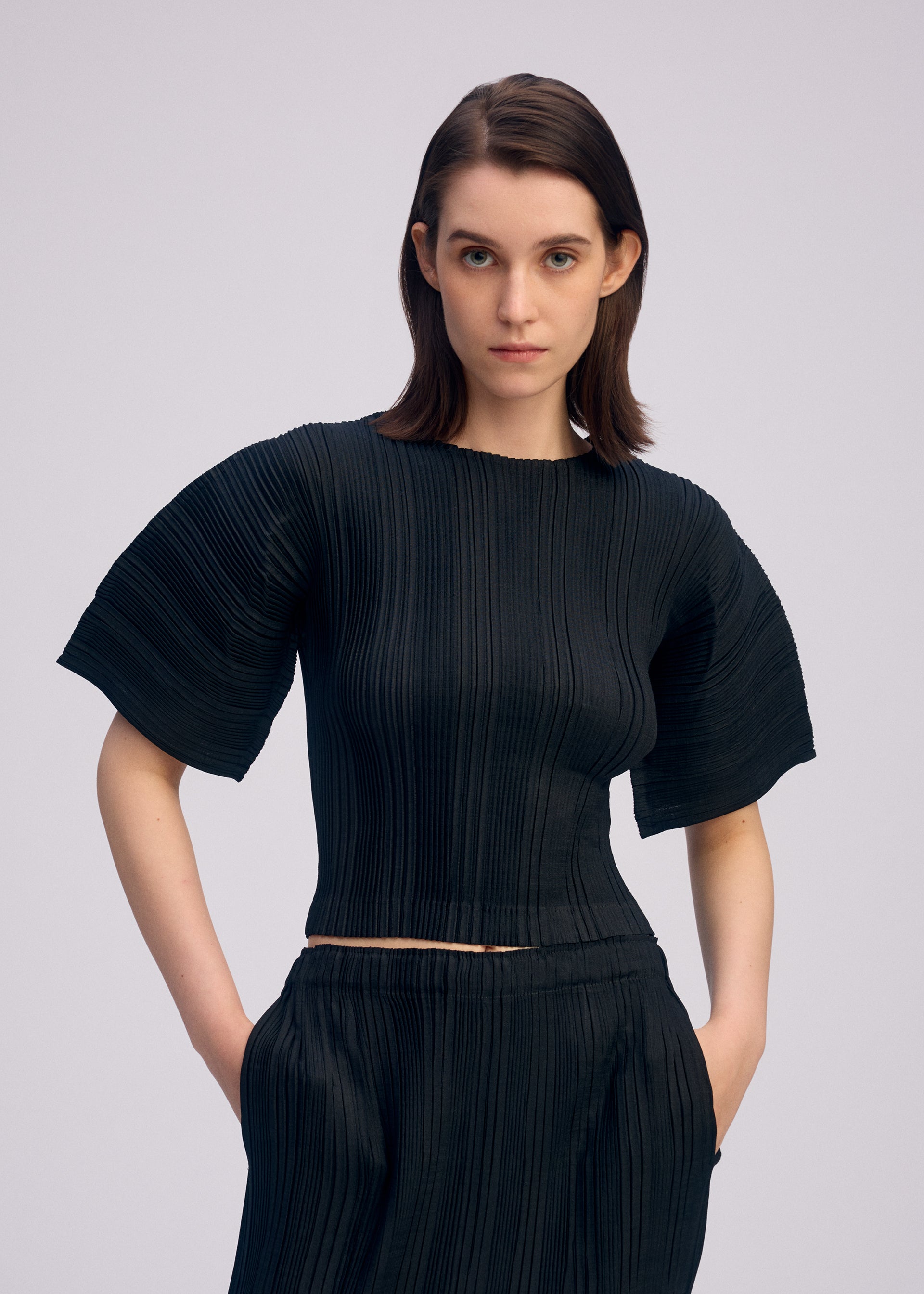 Issey Miyake Linen Like Rib Pleats tričko ivory vel. 2