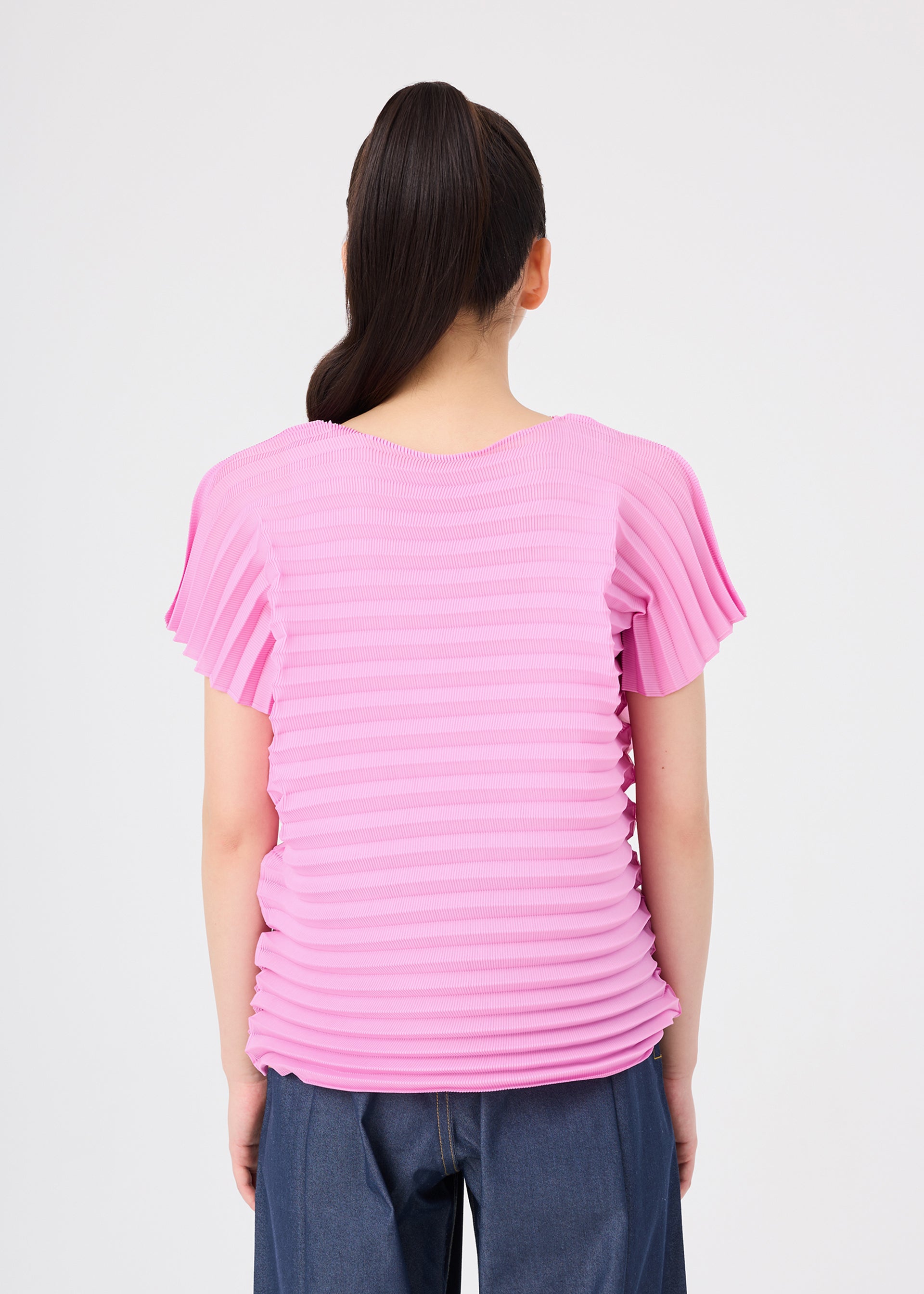 Issey Miyake Accordion Stretch Pleats top rose pink
