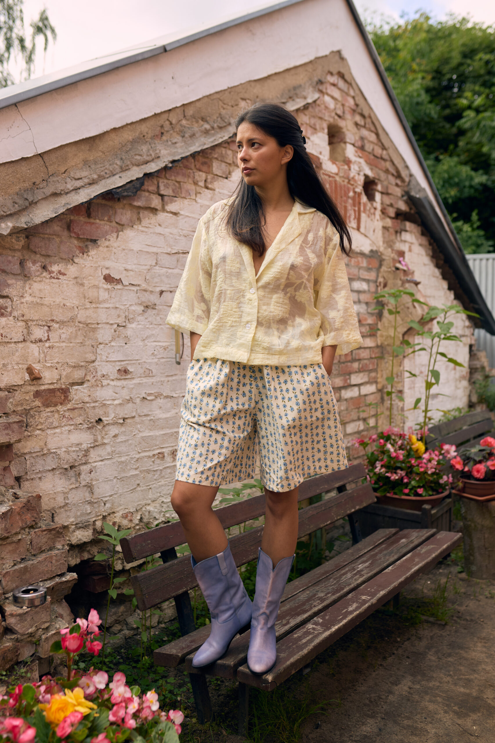 Aurelia & Zwei Frauen Butter Bloom top máslový