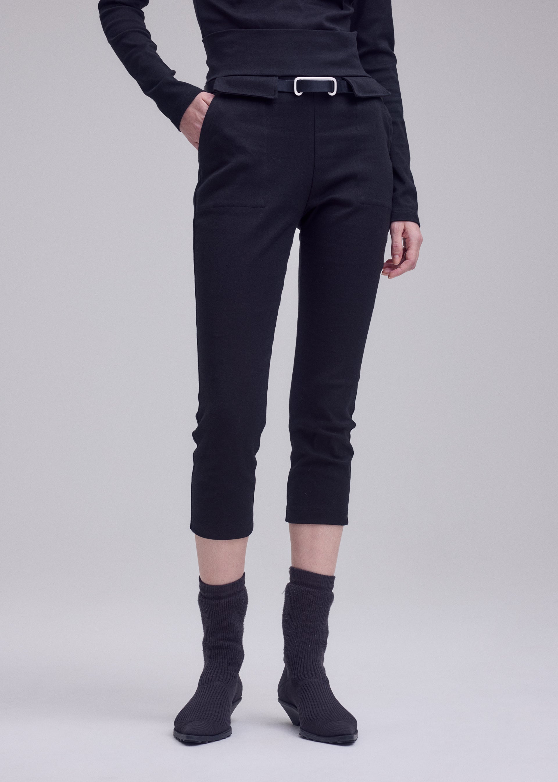 Issey Miyake Extension Cotton capri kalhoty off-white strečové