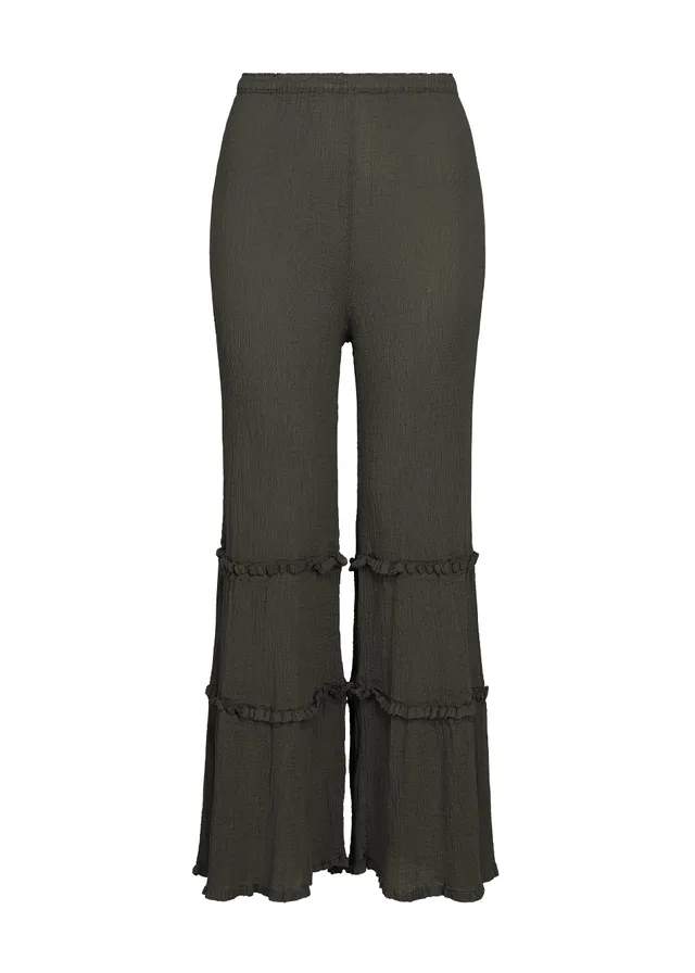 Issey Miyake Flare See-Through Crepe kalhoty charcoal