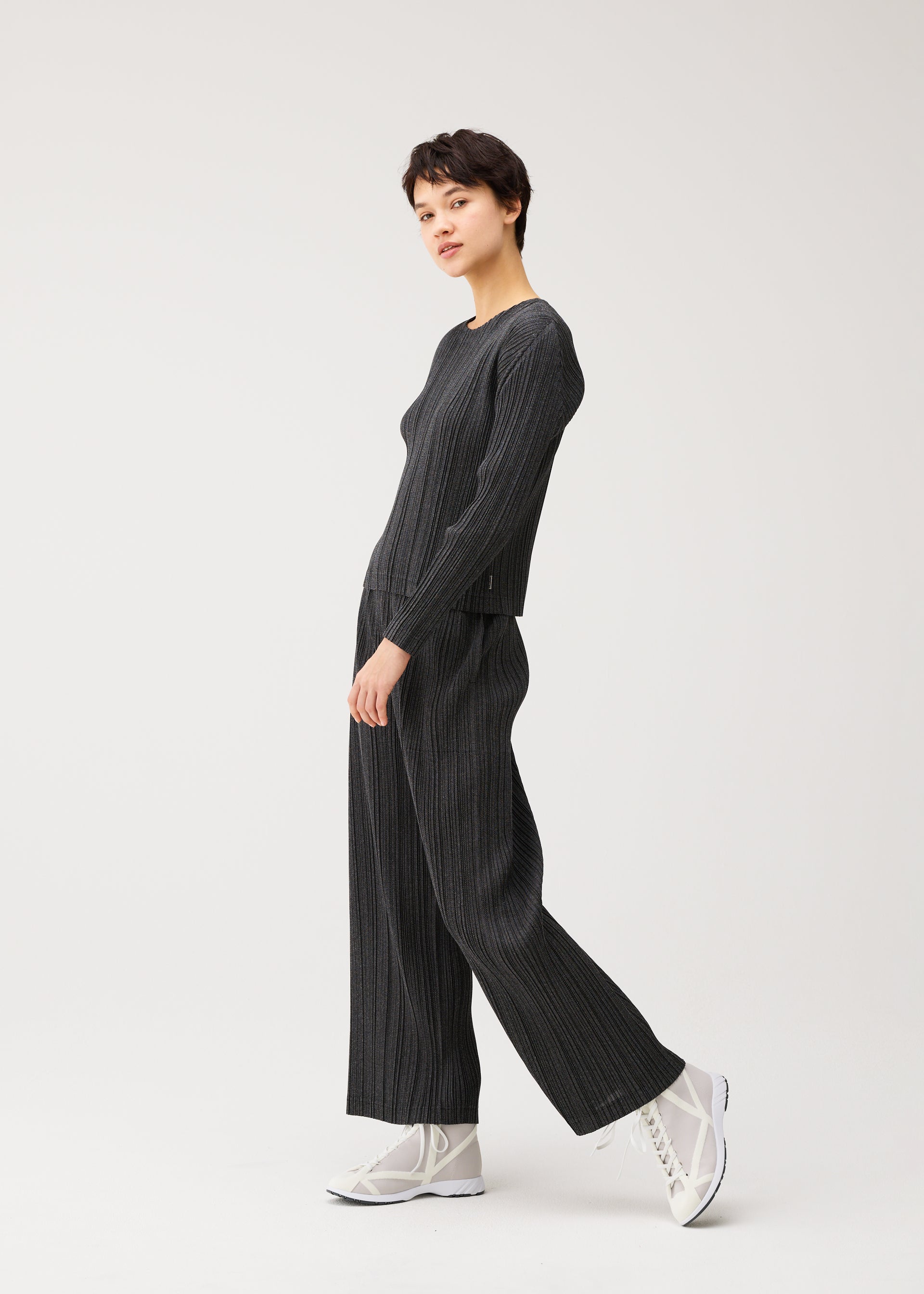 Issey Miyake Pleats Please Cotton Denim kalhoty černá