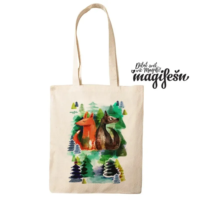 Magifešn MEDIUM Liška a vlk plátěná taška recyklovaná