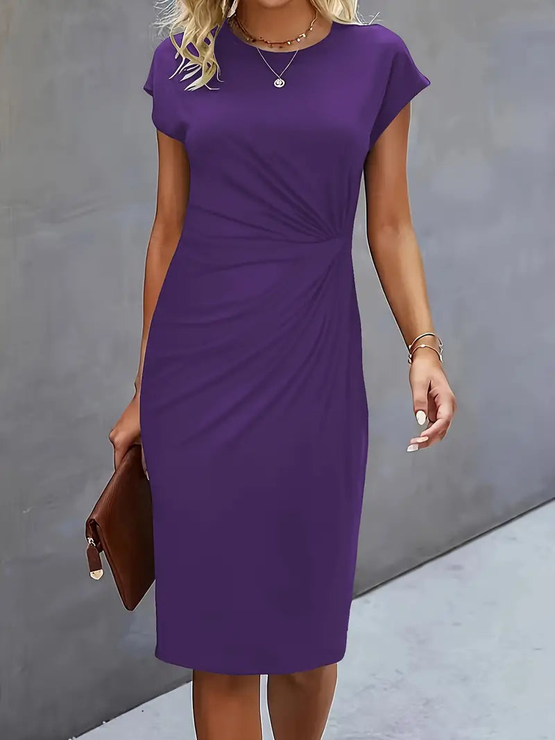 Norielle midi šaty s řasením červená M elegantní