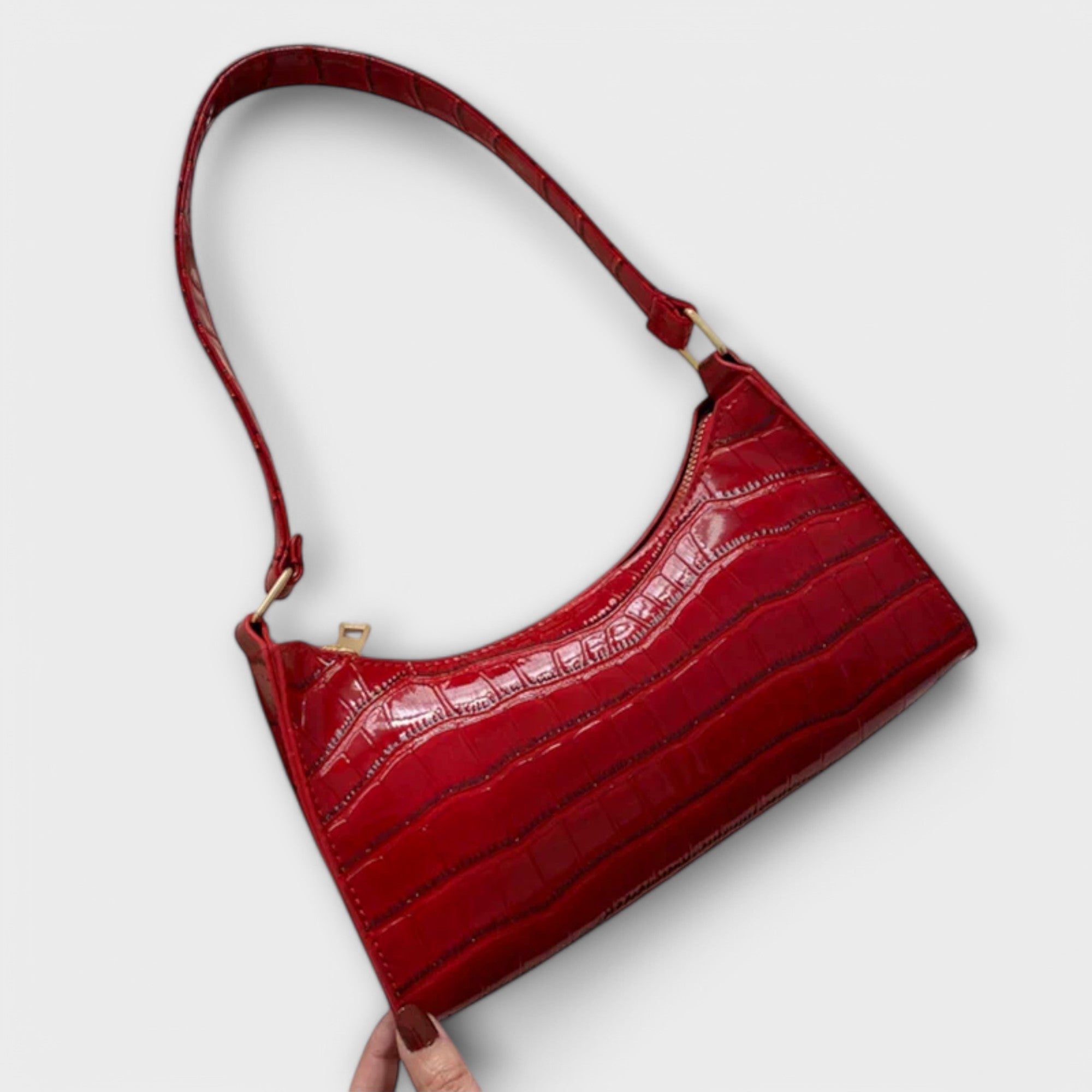 Norielle kabelka zelená croco bageta mini