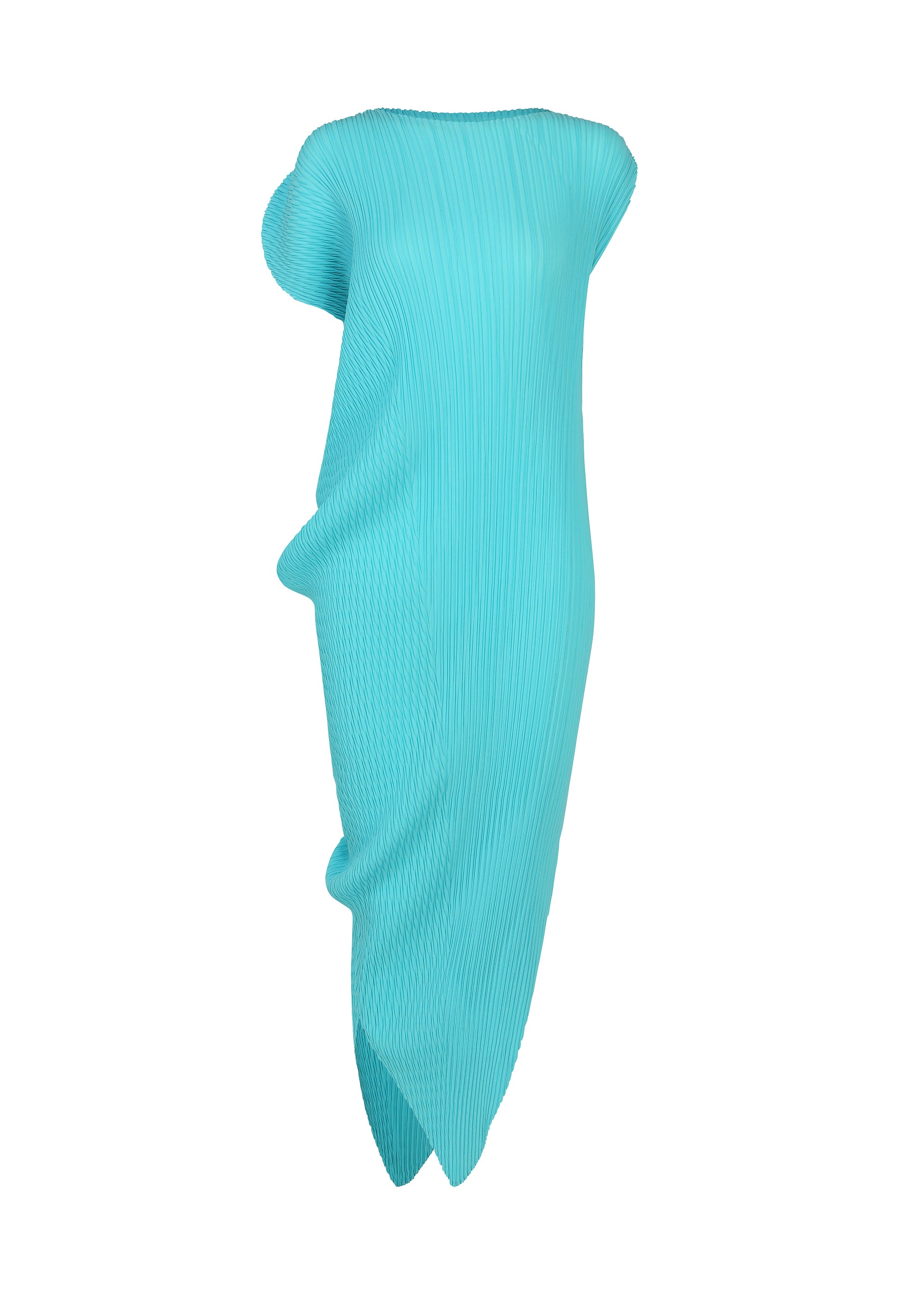 Issey Miyake Leaf Pleats šaty off-white kulatý výstřih