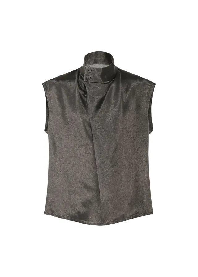 Issey Miyake Satin Wash vesta charcoal gray acetátová
