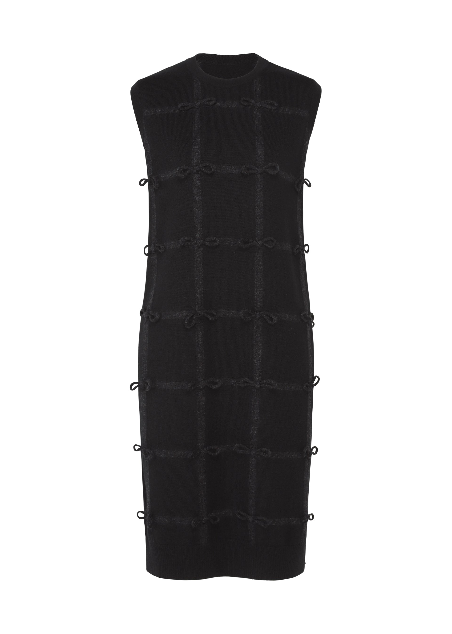 Issey Miyake Ribbon Knit vlněné šaty šedé s mašlemi