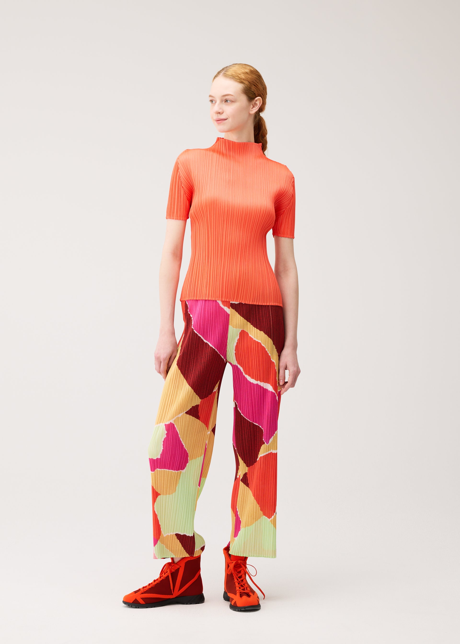 Issey Miyake Surprise kalhoty oranžové vzorované