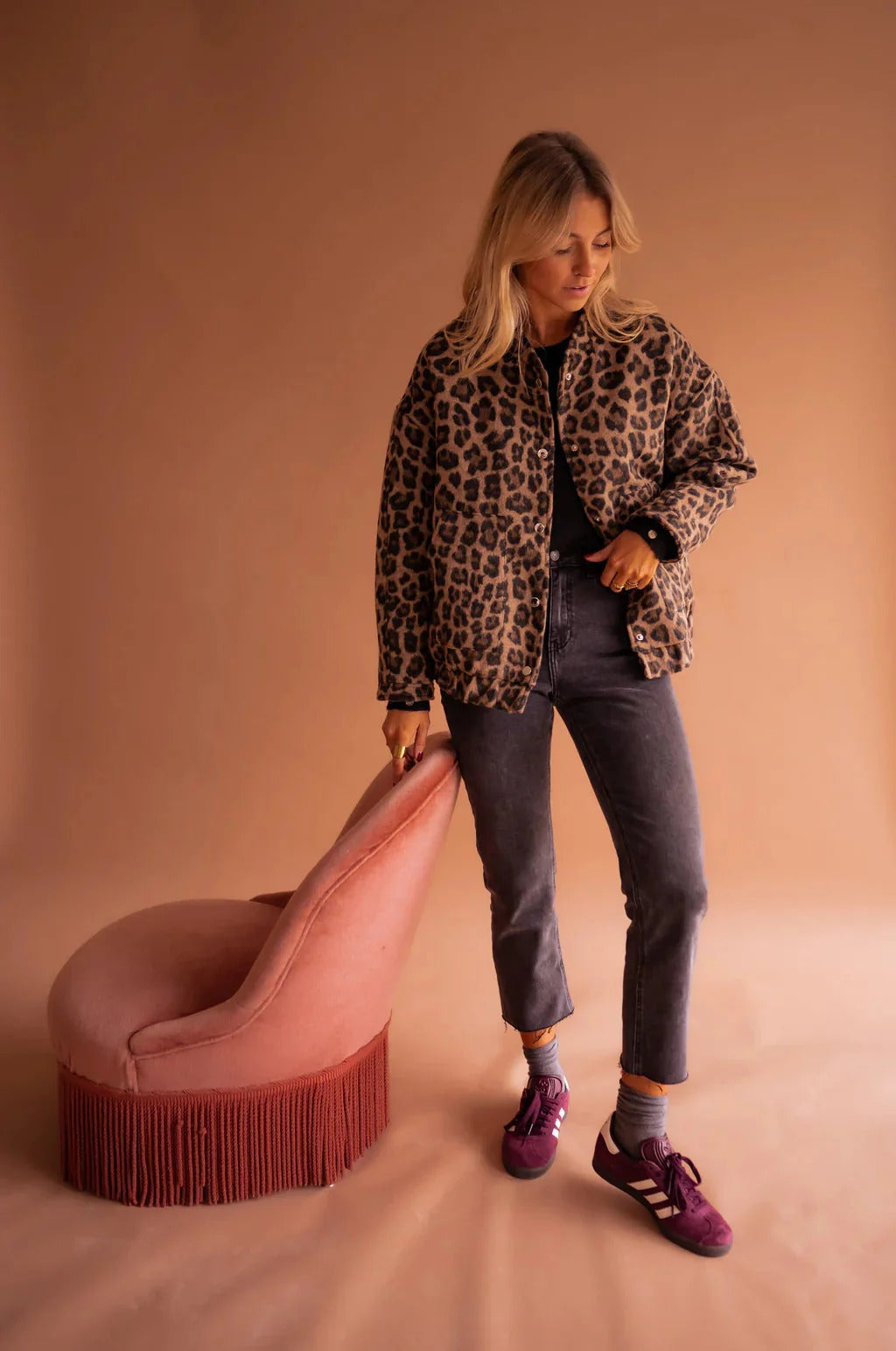 Norielle oversize bomber bunda hnědá leopardí