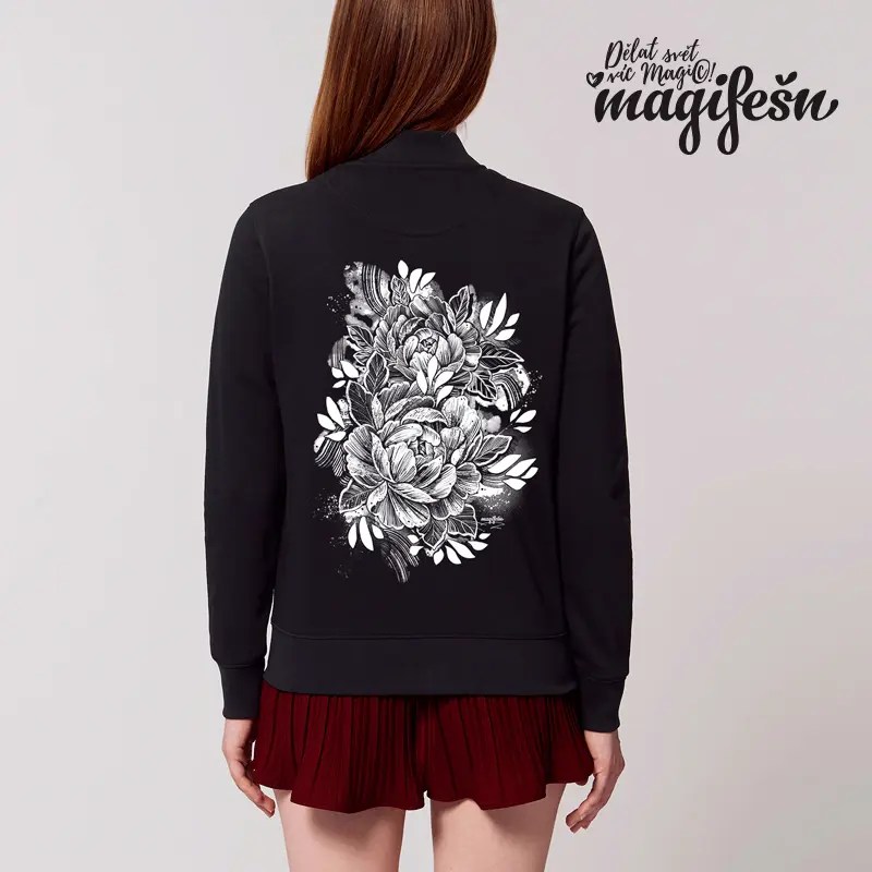 Magifešn XX Pivoňky mikina bomber bílá